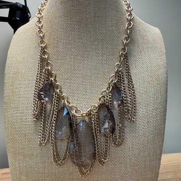 Banana Republic Gold and Crystal Look Statement Necklace - Picture 6 of 10
